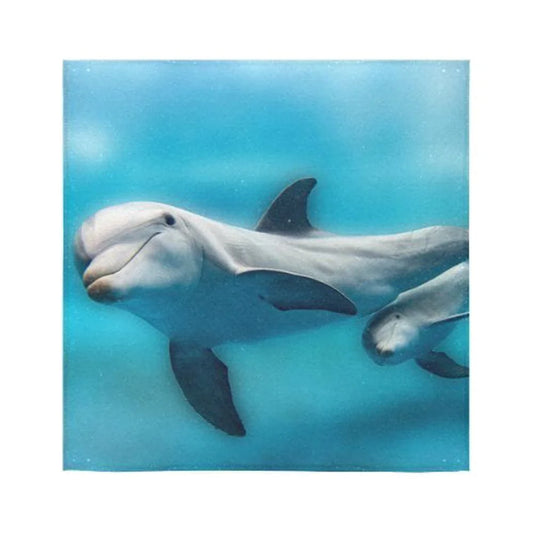 ZKGK Dolphin Swimming in the Deep Blue Sea Washcloth Kitchen Towel Bath Towel 13"X13" For Body Face,Hand,Gym,Spa,Home,Hotel Use