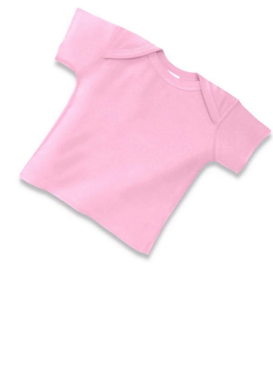 (Price/each)Rabbit Skins 3400 Infant Lap Shoulder T-Shirt-Pink-NB