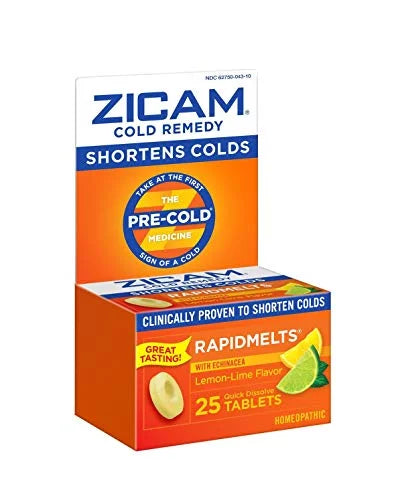 Zicam Cold Remedy Rapidmelts, Lemon-Lime with Echinacea Tablets, 25 Ea, 2 Pack